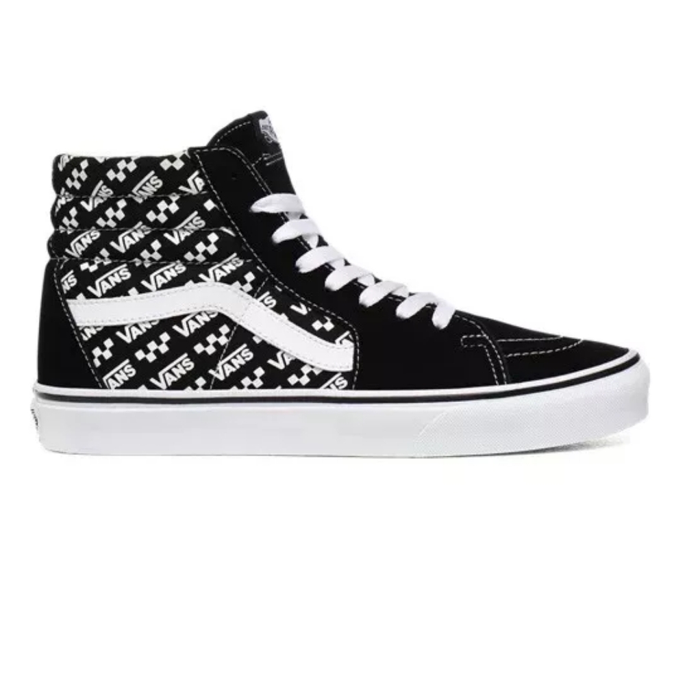 Black and white vans with logo